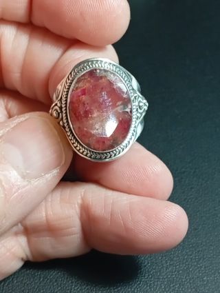 Anillo Plata Ley rubí facetado 