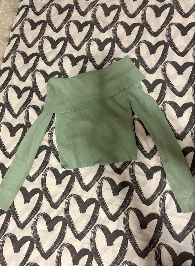 Top Hombros Descubiertos Manga Larga Verde XS
