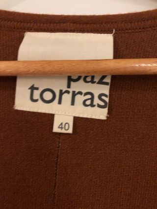 Paz Torras Chaquetón Beige punto bicolor