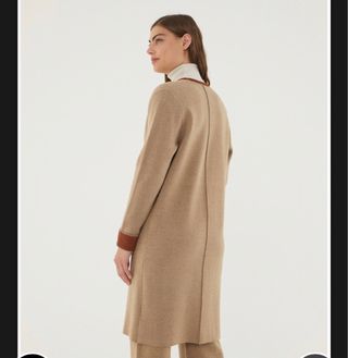 Paz Torras Chaquetón Beige punto bicolor