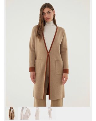 Paz Torras Chaquetón Beige punto bicolor