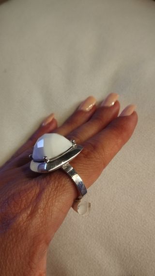 Anillo plata con piedra blanca