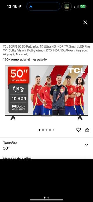 Televisión TCL 50 4K UHD Fire TV sin abrir nueva