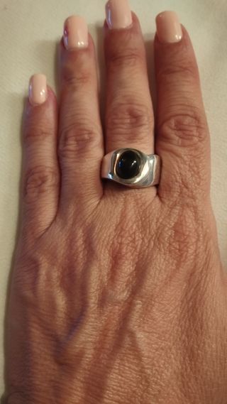 Anillo Plata con Piedra Negra