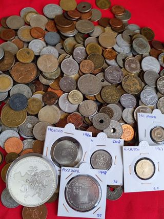 Lote monedas del mundo encartonadas/ medalla Plata