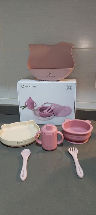 Vajilla Infantil Olmitos Silicona Rosa
