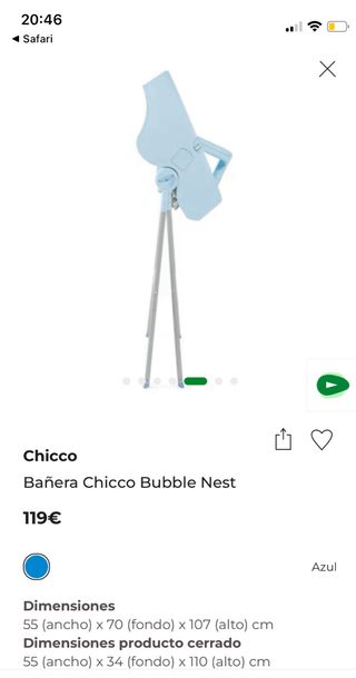 Bañera Chicco Bubble Nest Azul