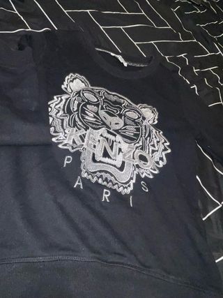 Sudadera Kenzo Negra con Tigre Bordado