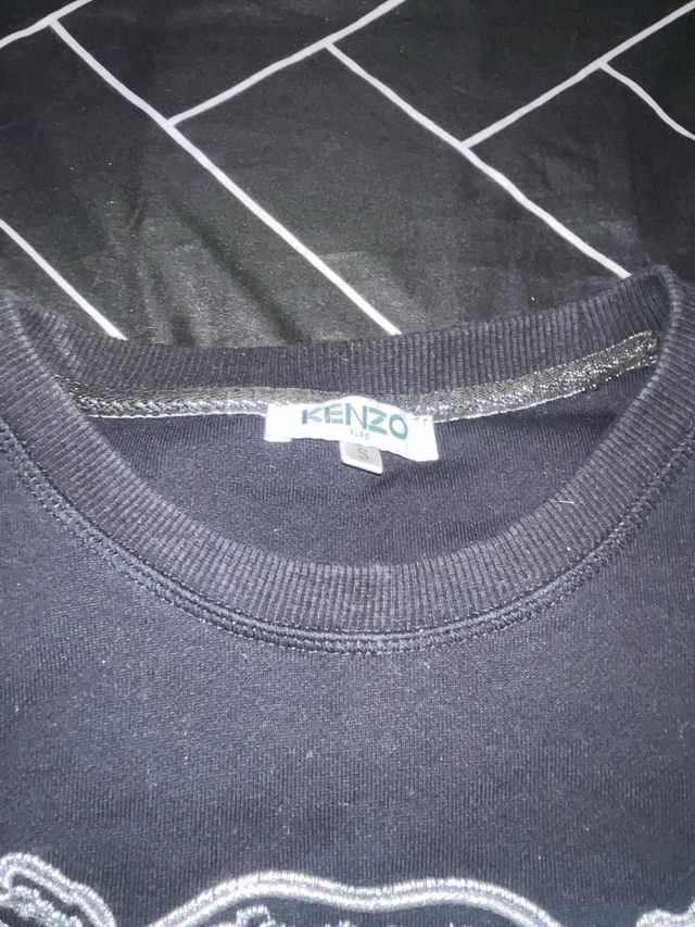 Sudadera Kenzo Negra con Tigre Bordado