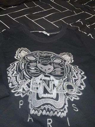 Sudadera Kenzo Negra con Tigre Bordado