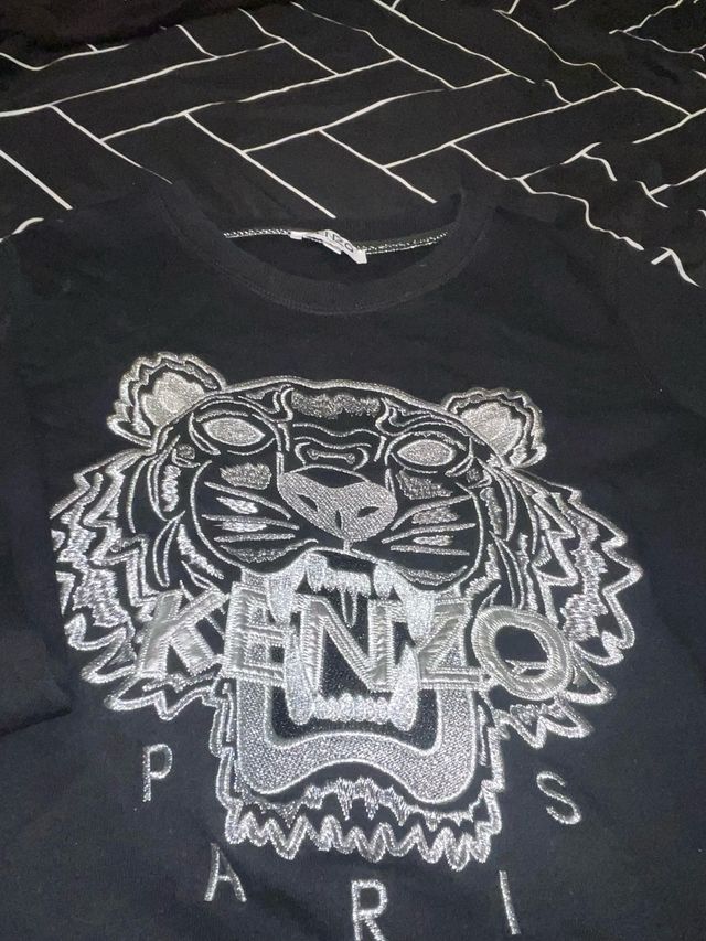 Sudadera Kenzo Negra con Tigre Bordado
