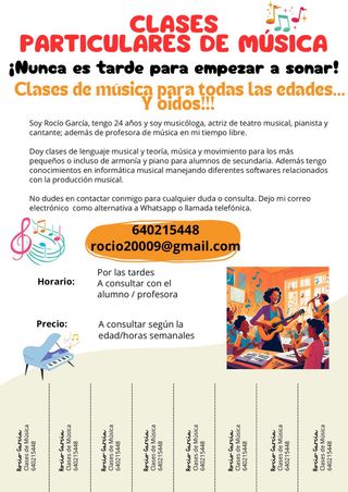 clases de música, piano, canto, lenguaje musical..