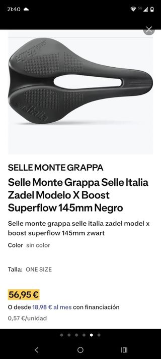 Sillín de Bicicleta selle Monte Grappa Negro