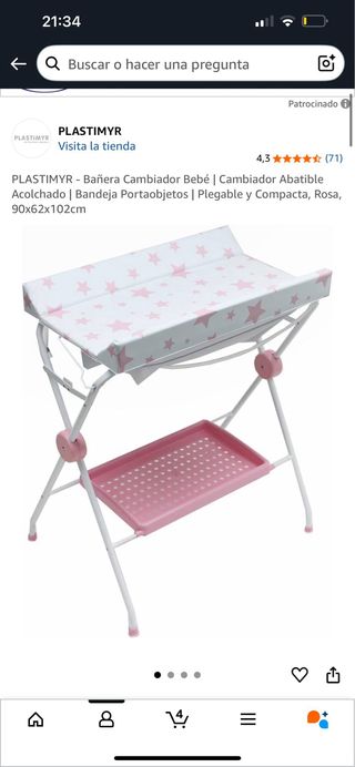 Bañera Cambiador Bebé Plegable