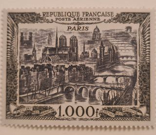 Sello Francia Correo Aéreo París 1950
