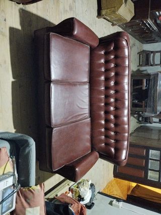 Sofá Cama Piel Sintética Marrón