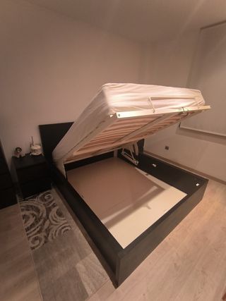 Cama Canapé Abatible MALM Negra 160x200