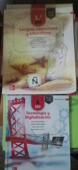 Libros de lengua castellana y tecnología de 1 ESO