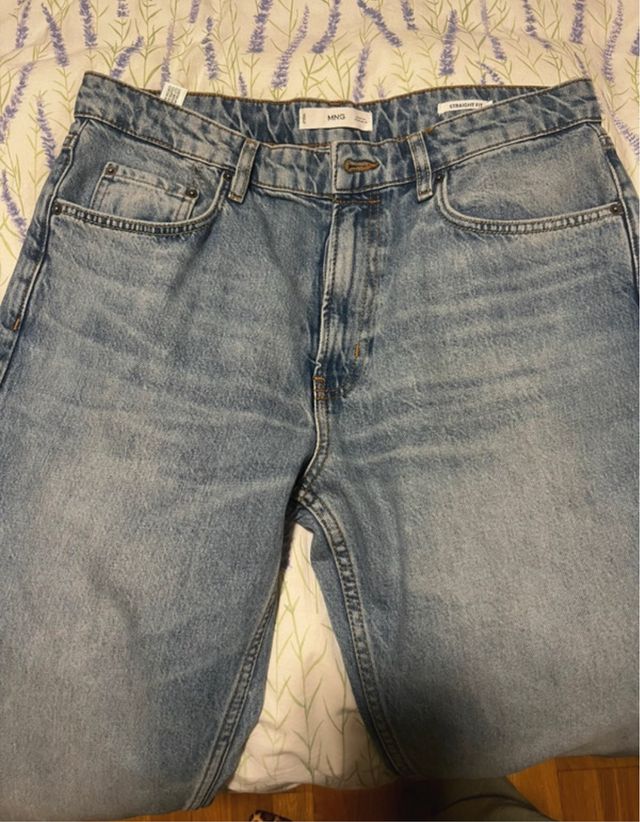 Vaqueros Mango Straight Fit Hombre Azul