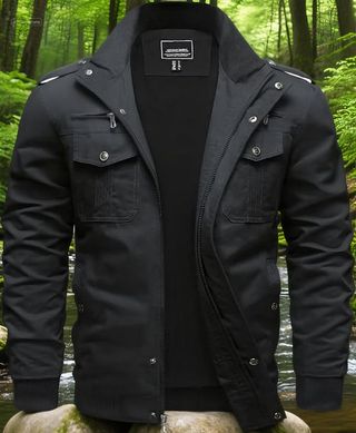 Chaqueta Militar Kefitevd Hombre L Negra