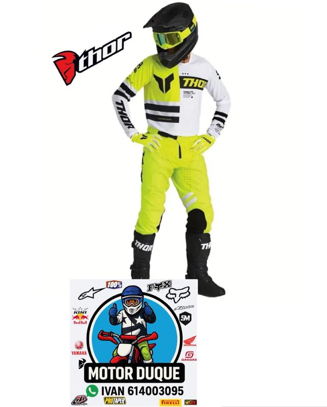 Traje Motocross enduro Thor Amarillo blanco negro