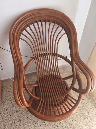 2 Sillones Giratorios de Mimbre Marrones