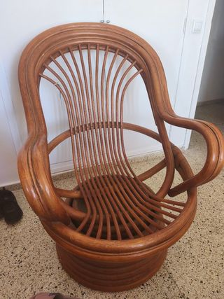 2 Sillones Giratorios de Mimbre Marrones