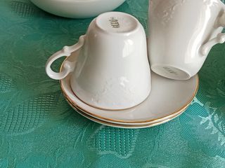 4 Tazze da Caffè in Porcellana con Dettagli Oro