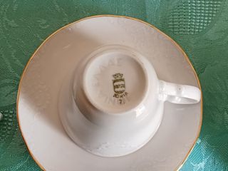 4 Tazze da Caffè in Porcellana con Dettagli Oro