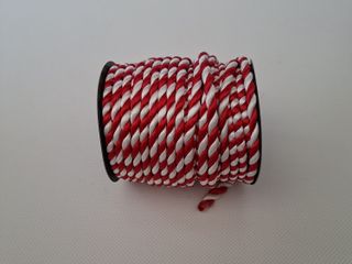 Rolo de Cordão / Franja 6mm Vermelho e Branco