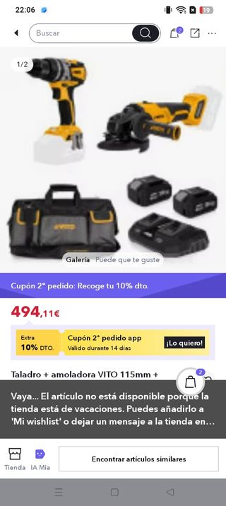 Pack Taladro y Radial Vito + Maleta
