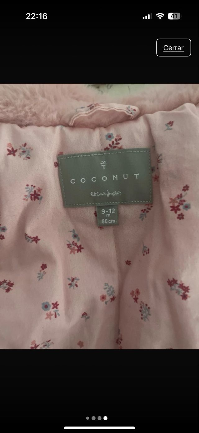 Abrigo rosa pelo coconut 9-12 meses