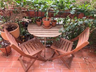 Mesa y 2 Sillas Balcón Madera