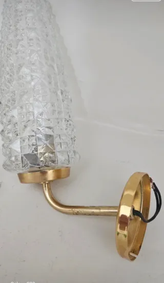 Applique vintage anni 60  ottone e vetro