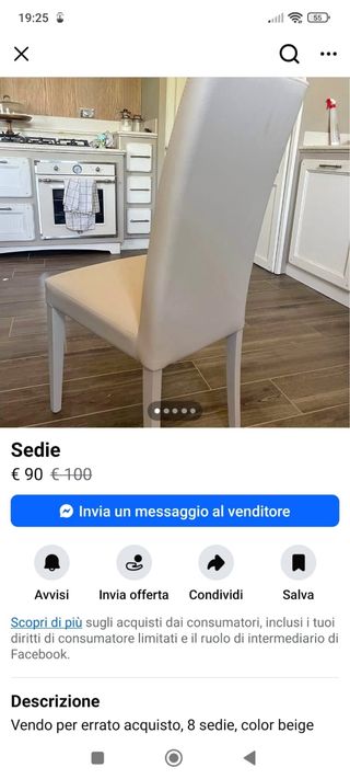 8 Sedie beige