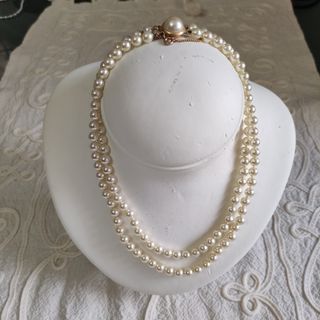Collar de perlas doble tono oro