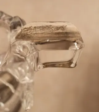 Cenicero cristal tallado y plata en forma de hoja