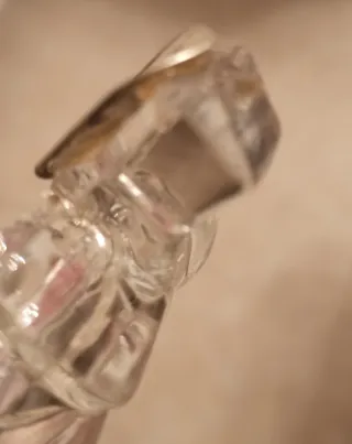 Cenicero cristal tallado y plata en forma de hoja