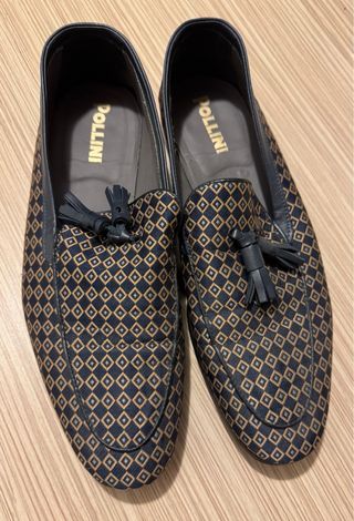 Mocassini Pollini Blu Tessuto e Pelle