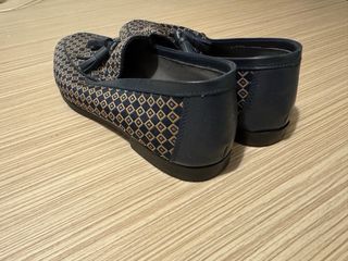 Mocassini Pollini Blu Tessuto e Pelle