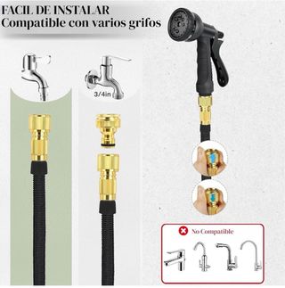 Manguera Extensible 15m + Pistola 8 Modos