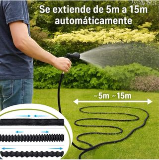 Manguera Extensible 15m + Pistola 8 Modos