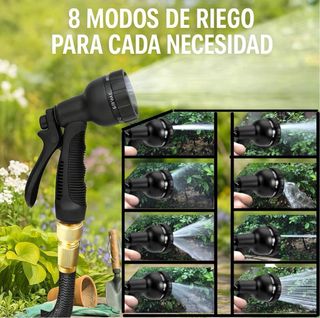 Manguera Extensible 15m + Pistola 8 Modos