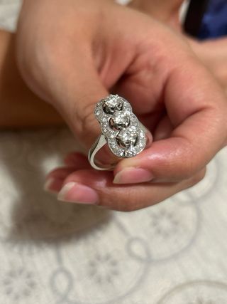 Anillo Art Deco Diamantes oro blanco