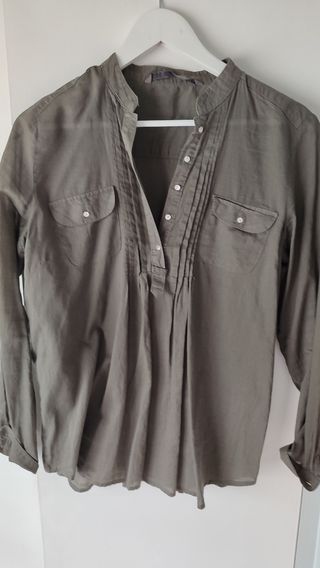 Camisa Zara Verde Militar Talla M