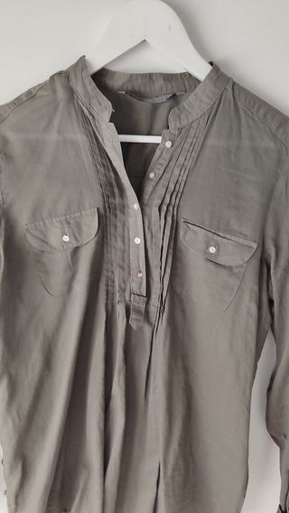 Camisa Zara Verde Militar Talla M