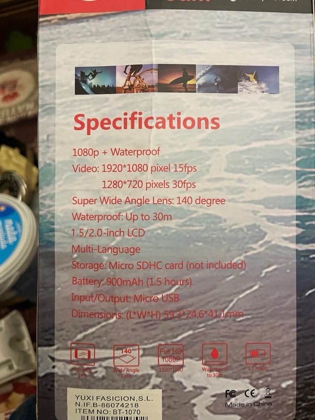 Cámara Deportiva 1080p Full HD