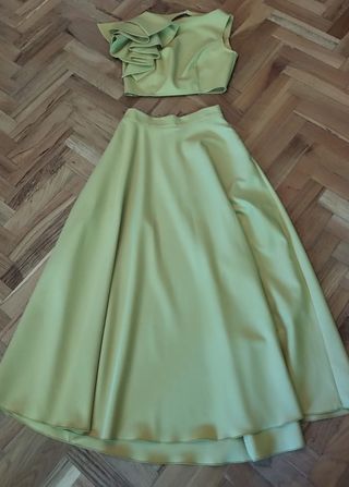 Vestido de fiesta amarillo dos piezas