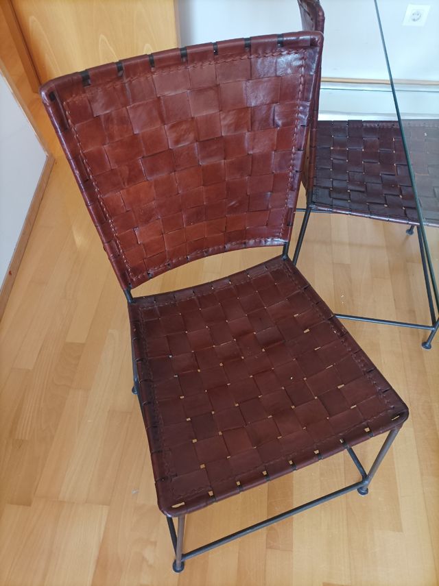 Silla Vintage Cuero y Hierro Forjado Becara