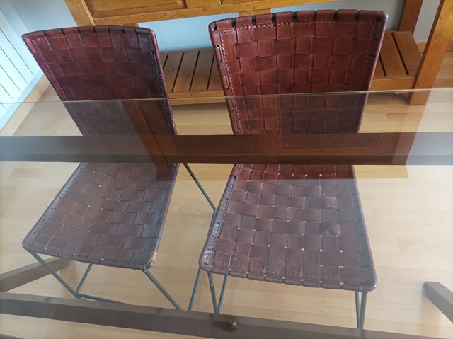 Silla Vintage Cuero y Hierro Forjado Becara